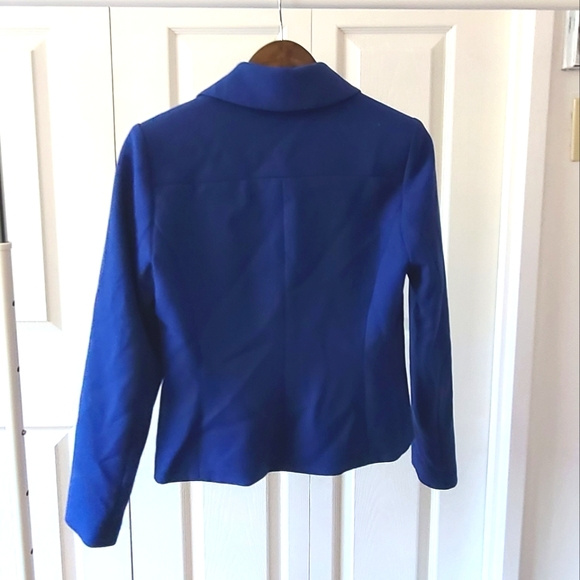 Sandra Angelozzi blue diagonal zipper work blazer -sz30 (europe)/sz0(usa/canada) - Picture 2 of 6
